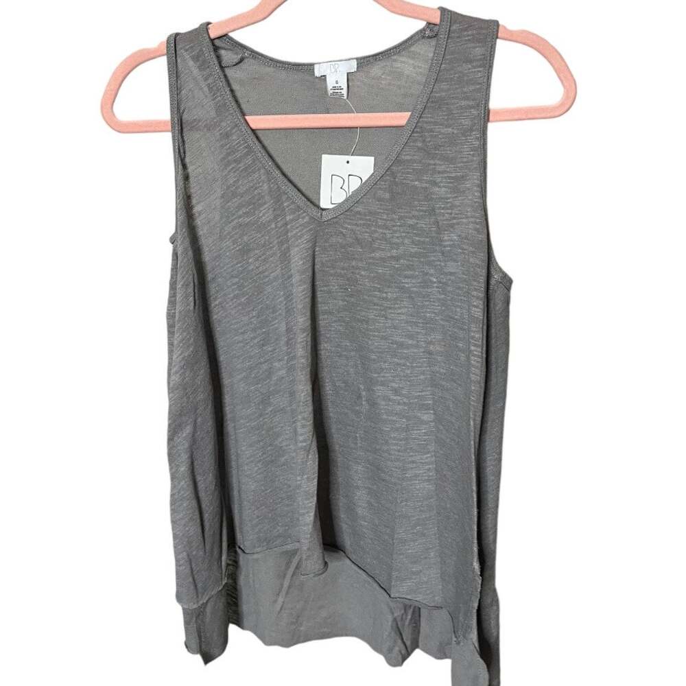 BP. gray griffin sleeveless asymmetrical hi low hem top flowy fit XS NWT